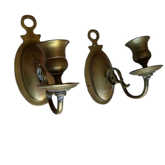 Vintage Pier 1 Brasa Sconcess Candle Holder Set Of Two - Picture 1 of 11